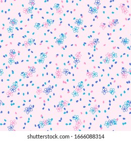 Decoración de diseño transparente de la flor de primavera brillante con confetti