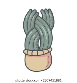 Cute bright succulent on a white background. Beautiful design. For flower and plant shop, garden, seeds, children's illustration. Cute cactus. Vector illustration.