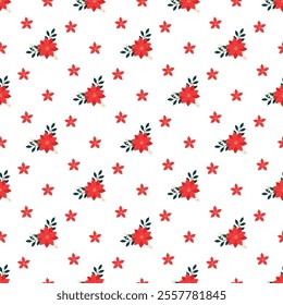 	Cute bright winter holiday pattern with various hand-drawn Christmas elements and a seamless repeat.