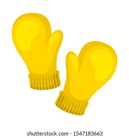 Cute bright yellow mittens. Vector illustration on a white background.