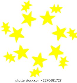Cute bright yellow stars form a circular kaleidoscope