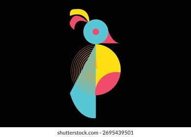 Um ícone de pássaro bonito e de cores brilhantes com temas de design infantil.