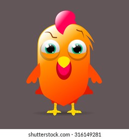 Cute brightly colored rooster illustration