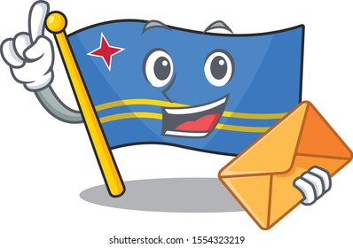 cute bring envelope aruba flag with character shape