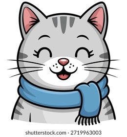 Gatinho britânico bonito em um chapéu de inverno e cachecol quente