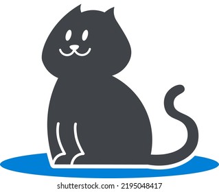 Cute British Shorthair Grey Cat Sitting - Vector Illustration