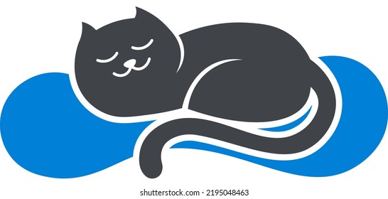 Cute British Shorthair Grey Cat Sleeping - Vector Illustration