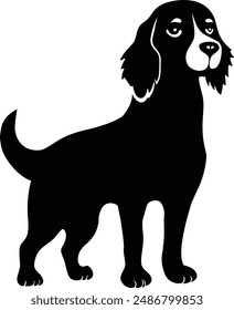 Cute Brittany Spaniel dog Silhouette icon, isolated on white background