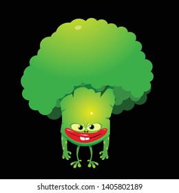Cute Broccoli Character in Cartoon Style Poster. For Children Books, Covers, Magazines, Web Pages or Blogs. - Vektör
