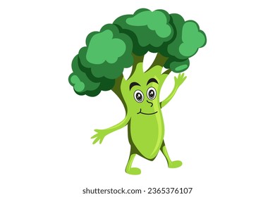 Cute Broccoli Character Design Illustration