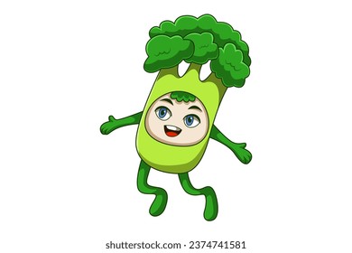 Cute Broccoli Character Design Illustration