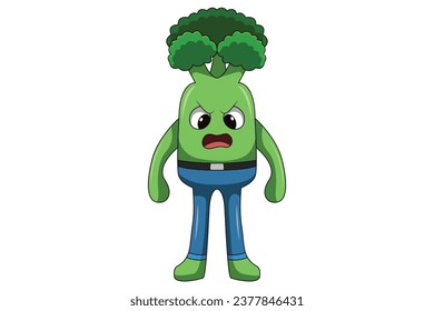 Cute Broccoli Character Design Illustration