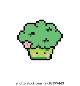 Design bonito de arte em pixels para ilustração de caracteres de brócolis