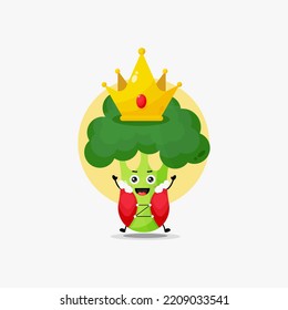 Cute Broccoli Character With King Crown