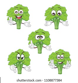 cute broccoli  character set. cartoon vector illustration