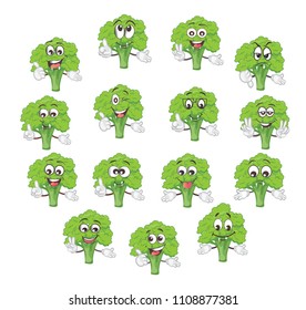 cute broccoli characters set. cartoon vector illustration