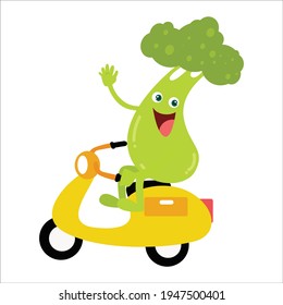 Cute Broccoli Flat Cartoon Character Vector Template Design Illustration