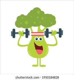 Ilustración de diseño de plantilla vectorial de caracteres planos de brócoli de corte