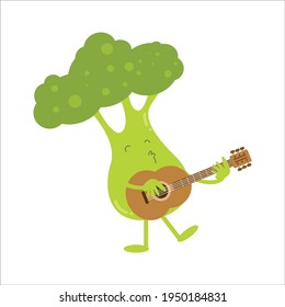 Cute Broccoli Flat Cartoon Character Vector Template Design Illustration