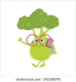 Ilustración de diseño de plantilla vectorial de caracteres planos de brócoli de corte