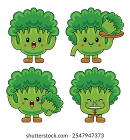 Cute Broccoli Fruit Character Mascot Illustration
