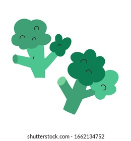 Cute broccoli icon, isolated vector illustration, green healthy vegetable, hand drawn clipart of broccoli veggie on white background