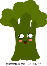 Cute broccoli, illustration, vector on white background.