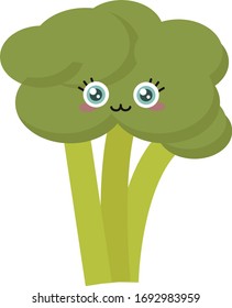 Cute Broccoli, Illustration, Vektorillustration auf weißem Hintergrund