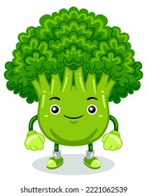 Cute Broccoli Mascot Character Vector Illustration