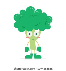 Cute broccoli vector cartoon isolated on white background. Cute vegetable cartoon.