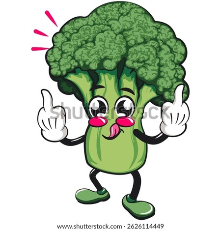 Cute broccoli vegatable vektor illustration mascot character raising two middle finger, work of hand drawn