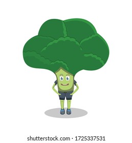 Cute Broccoli Vegetable vector illustration mascot isolated. Broccoli icon. Green color. Vegetable collection. Fresh farm healthy food. Cute cartoon character. Education card for kids.clothing cute