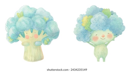 Nette Brokkoli Aquarell Vektor-Illustration 