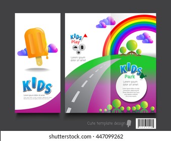 Cute brochure template design. Kids concept. colorful and fun. vector file