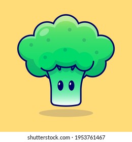 Cute brocoli cartoon icon illustration vegetable nature icon concept isolated flat cartoon style Free Vector