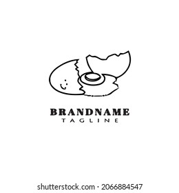cute broken egg logo cartoon design template icon black modern isolated simple illustration