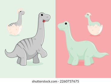 cute bronto saurus vector illustration