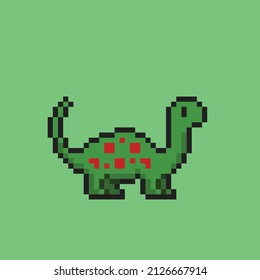 Cute Brontosaur In Pixel Style