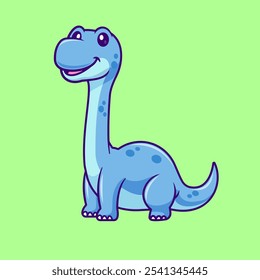 Cute Brontosaurs Standing Cartoon Vector Icon Illustration. Animal Nature Icon Concept Isolated Premium Vector. Flat Cartoon Style