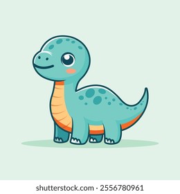 Cute Brontosaurs Standing Cartoon Vector Icon Illustration. Animal Nature Icon Concept Isolated Premium Vector. Flat Cartoon Style