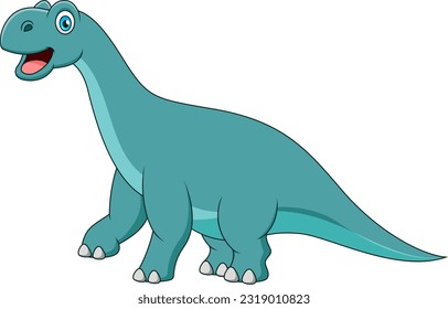 Cute brontosaurus cartoon smiling. Cute dinosaur cartoon illustration