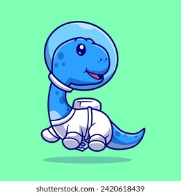 Cute Brontosaurus Dino Astronaut Cartoon Vector Icon
Illustration. Animal Science Icon Concept Isolated Premium
Vector. Flat Cartoon Style