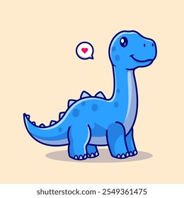 Cute Brontosaurus Dino Cartoon Vector Icon Illustration. 
Animal Nature Icon Concept Isolated Premium Vector. Flat 
Cartoon Style 