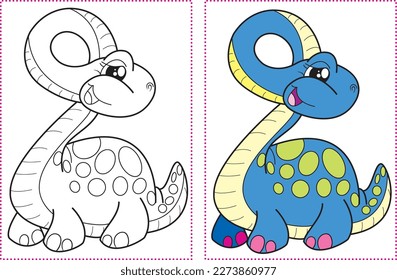 Cute Brontosaurus Dinosaur coloring book