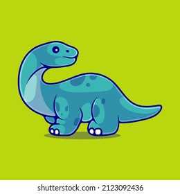 cute brontosaurus dinosaur illustration suitable for mascot sticker and t-shirt design