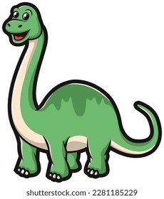 Cute Brontosaurus Dinosaur Vector Illustration 