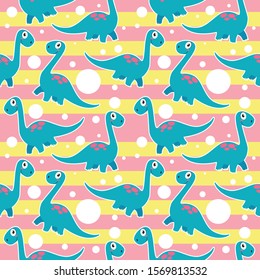 cute brontosaurus dinosaurs pattern seamless