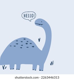 Cute brontosaurus says hello for baby