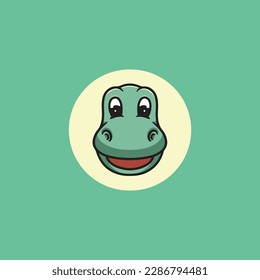 Cute brontosaurus smiling face cartoon illustration