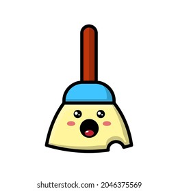 cute broom icon illustration vector graphic